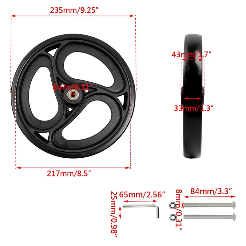 Wealrit 2 Pcs Wheelchair Wheels - Solid 10 Inch Walker