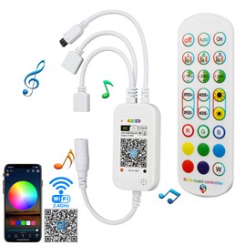 RGBZONE 5050 3528 2.4GHz WiFi Music LED Controller, 24Key Wireless IR Control, Mic Control Music Sync RGB Controller Smart APP Control DC5V/12V/24V for SMD 5050 3528 4-Pin LED Lights (2 Ports)