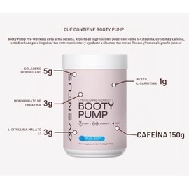 Booty Pump - Polvo de preentrenamiento | colágeno, creatina, cafeína y más, 30 porciones (30 porciones, ponche tropical)