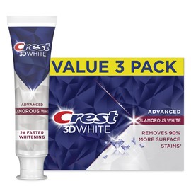 Crest Crest 3D White Advanced Glamorous White Teeth Whitening Toothpaste, 3.3 oz, Pack of 3