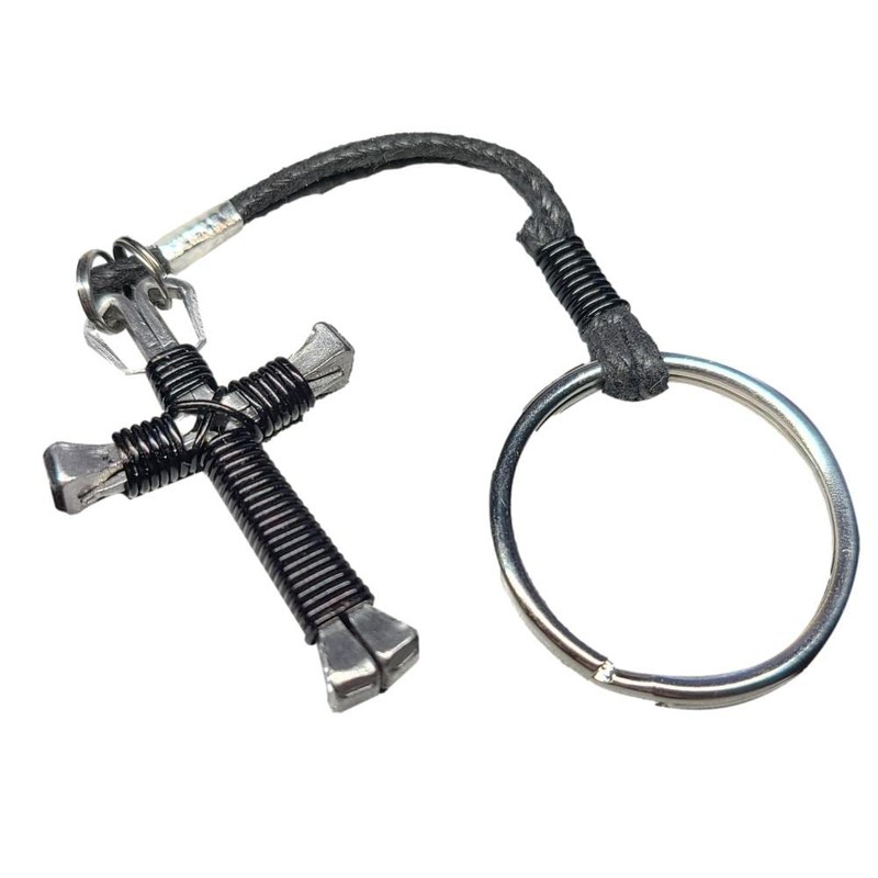 Black Horseshoe Nail Cross Necklace