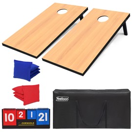 Yeeloon Cornhole Set, Regulation Size Cornhole Boards with 8 Bean Bags and Carrying Case, 4 ft x 2 ft Corn Hole Outdoor Game Toss Board for Adults Outside Activities