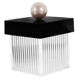 FELTECHELECTR Cotton Swab Organizer with Lid Elegant Acrylic Storage Box for Makeup Pads Cotton and Jewelry Versatile Home for Bathroom Dresser and Vanity