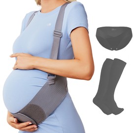 Dr.Cherwish Belly Bands for Pregnant Women, Breathable Pregnancy Belly Support Belt with Adjustable Straps, Back Support, Pelvic Support Belt for Pregnancy (Gray, X-Large)