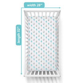 American Baby Company Fitted Crib Sheet 28" x 52", Soft Breathable Neutral 100% Cotton Jersey Sheet, Whale, for Boys and Girls, Fits Crib and Toddler Bed mattresses