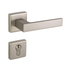Gedotec Door Handle Set Aluminium Door Fittings Stainless Steel 1 Piece Door Handle Room Door – Push 1317 PZ Cylinder Handle Pair Silver for Interior Doors Door Handle Set Including Mounting Material