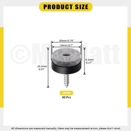 Mardatt 40Pcs Screw on Felt Chair Pads, Non Slip Felt Furniture Pads with Screw Felt Pads for Furniture Floor Chair Leg Protectors Furniture Sliders for Hardwood Tile Floors - 20mm/ 0.78"