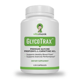 VitaMonk GlycoTrax™ GPLC Extra Large Bottle - 120 Capsules of High-Absorption Glycine Propionyl-L-Carnitine with No Artificial Fillers - Glycine Propionyl L Carnitine Supplement