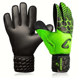 Catch & Keep® Kralle Junior Pro Children's Goalkeeper Gloves - Premium Goalkeeper Gloves for Children - Goalkeeper Gloves with Extra Strong Grip, green, 7