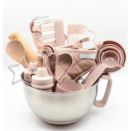 Ultimate Baking Kit for Kids - Kids Baking Set with Child Sized Utensils - Includes Apron, Oven Mitts, Silicone Mats & Liners - Perfect Cooking Set for Ages 8-12 - Gift for Children – Pink