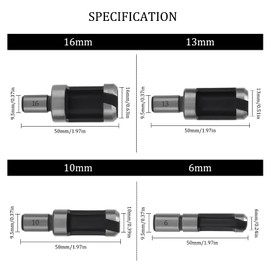 YIXISI 4 PCS 6/10/13/16 mm Standard Wood Plug Cutter Set, Carbon Steel Metric Shank Drill Bit Set, Wood Plug Tenon Drill Bit Cutter, Standard Plug Cutters, for Woodworking