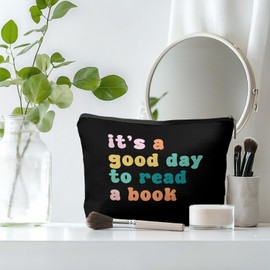 DOFQZ Book Lover Gifts It's a Good Day to Read A Book Makeup Bag,Librarian Bookish Book Lover Bookworm Cosmetic Bag Gifts Book Club for Women,Gift for Readers BookS Lovers Women