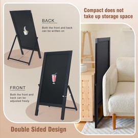 SELEAD Double Sided Magnetic Chalkboard Easel Sign with Stand - 40"x20" Black Frame Outdoor Chalk Board Sandwich Sidewalk Pizarra for Menu, Restaurant, Business