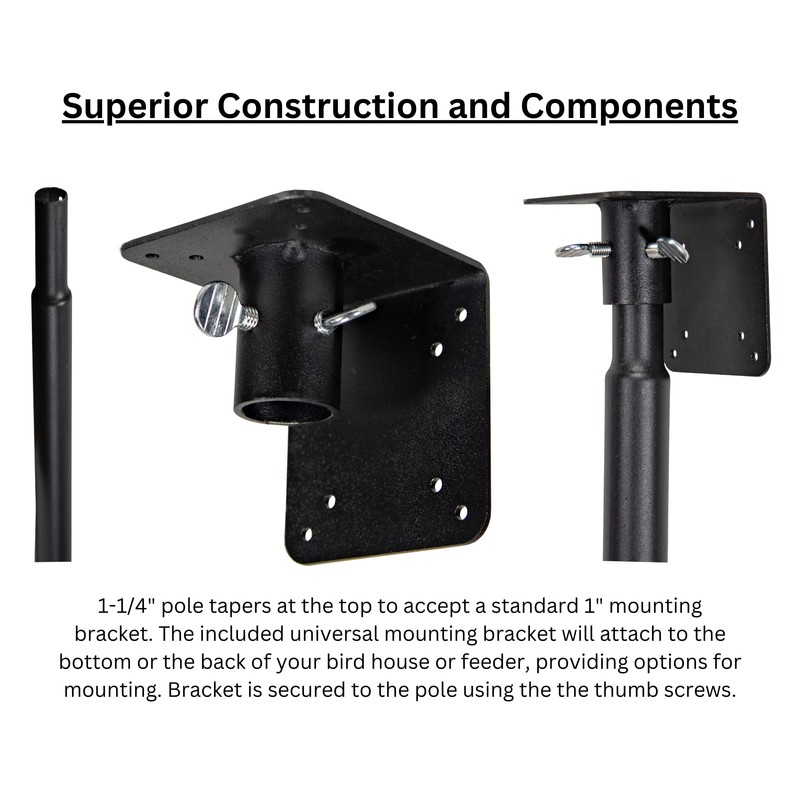 Universal Mounting Pole Kit for Post-Mounted Bird Houses and Bird