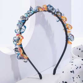 Formery Crystal Headband Colorful Crystals Beads Hairband Prom Beaded Headpiece Hair Accessories for Women