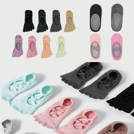 Non-slip Yoga Toe Socks: Basic, Ribbon, & Cut-Toe Styles for Pilates & Home Workouts Socks Basic Toe Socks/Deep Pink 3ea