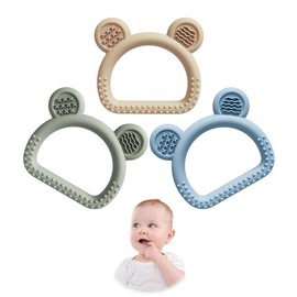 GGUFAY Beißring Baby Soft 3 Stück, Beißspielzeug Zahnungshilfe aus Silikon, BPA-frei, Zahnen & Greifring für Babys, Sicheres Baby Spielzeug, Babygeschenke
