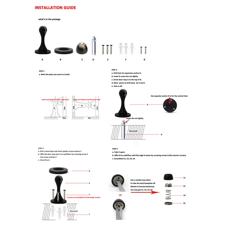 Solid Mental Magnetic Door Stop, Wall Mounted, Oil Rubbed Bronze,
