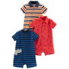 Simple Joys by Carter's Baby Boys' 3-Pack Rompers, Orange Blue