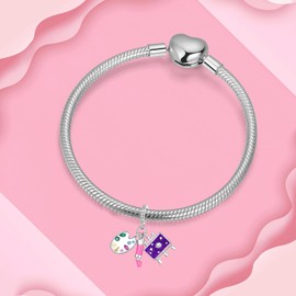 BIZK Art Set 925 Sterling Silver Charms for Bracelets and Necklaces for Birthday Valentine's Day Fashion Jewelry for Women Friend and Mother