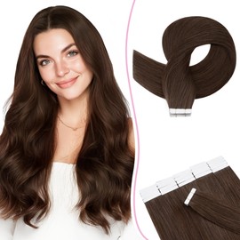 SEGO Pro 20 Pieces Tape Real Hair Extensions Red Brown Extensions Tape Real Hair Invisible Hair Extensions Real Hair 30 cm #04