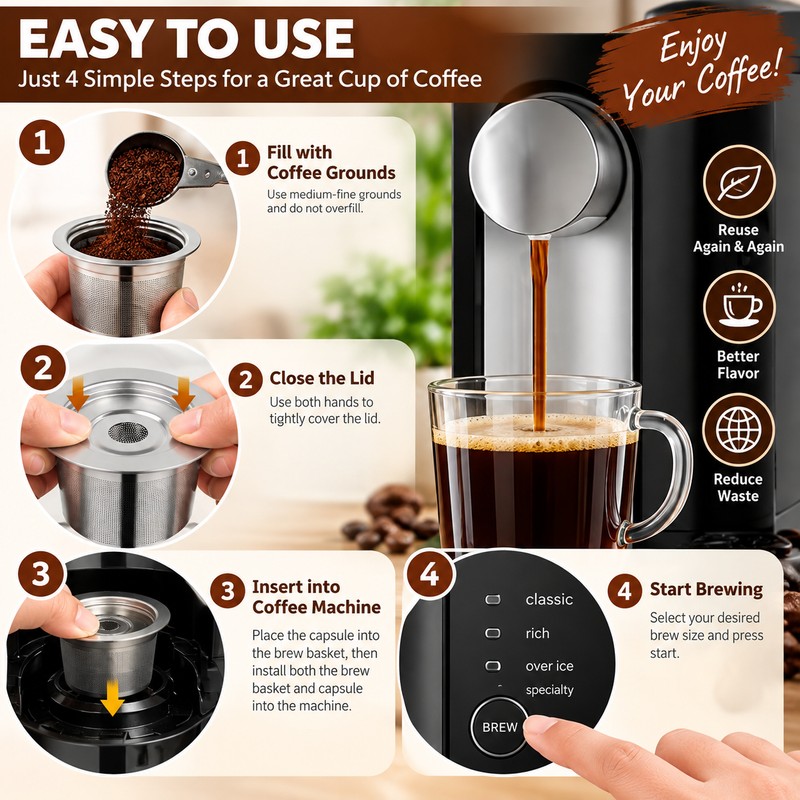 Reusable Coffee Pods for Ninja Coffee Makers – 2-Pack SUS304
