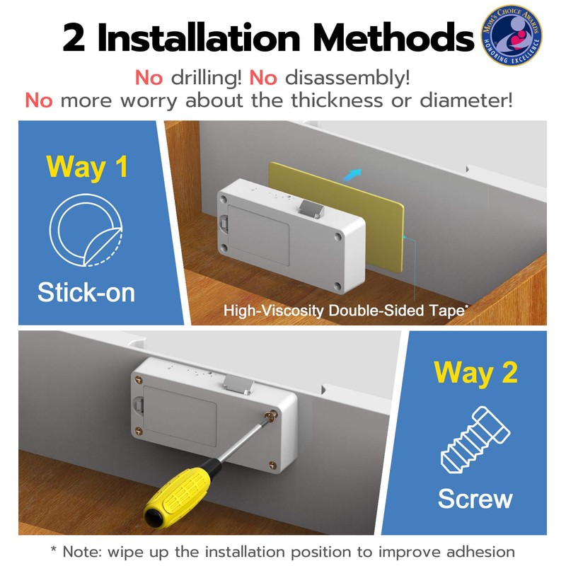 eLinkSmart Smart Cabinet Lock, Hidden No Drill Adhesive Magnetic Baby