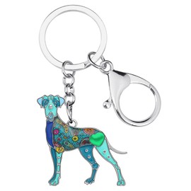 WEVENI Enamel Alloy Great Dane Dog Keychain Ring Handbag Bag Charm Key Chain Fashion Jewelry for Women Girls Gifts (Navy Blue), navy