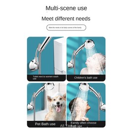 YERTAA Suction Shower Head Holder (Black), 120-Degree Adjustable Rotation, Silver-Plated Surface, Stainless Steel Frame, Suitable for Smooth Surfaces