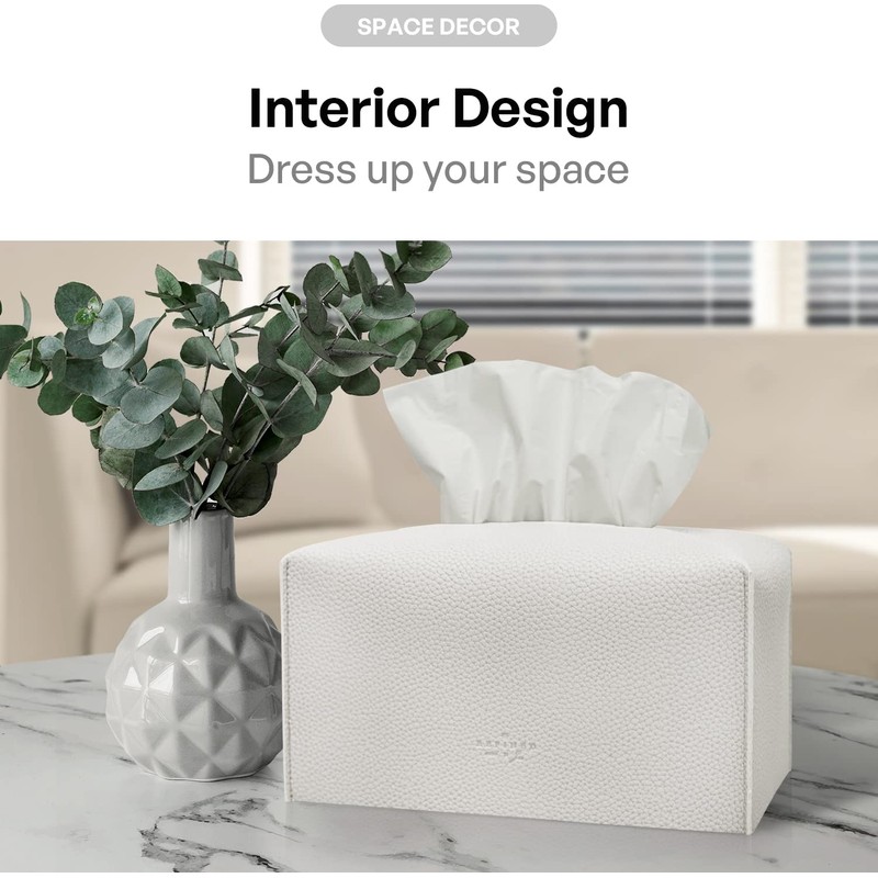carrotez Tissue Box Cover, [Refined] Modern PU Leather Rectangular Tissue
