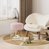 VECELO Round Vevlet Vanity Stool with Storage, 4 Metal Legs