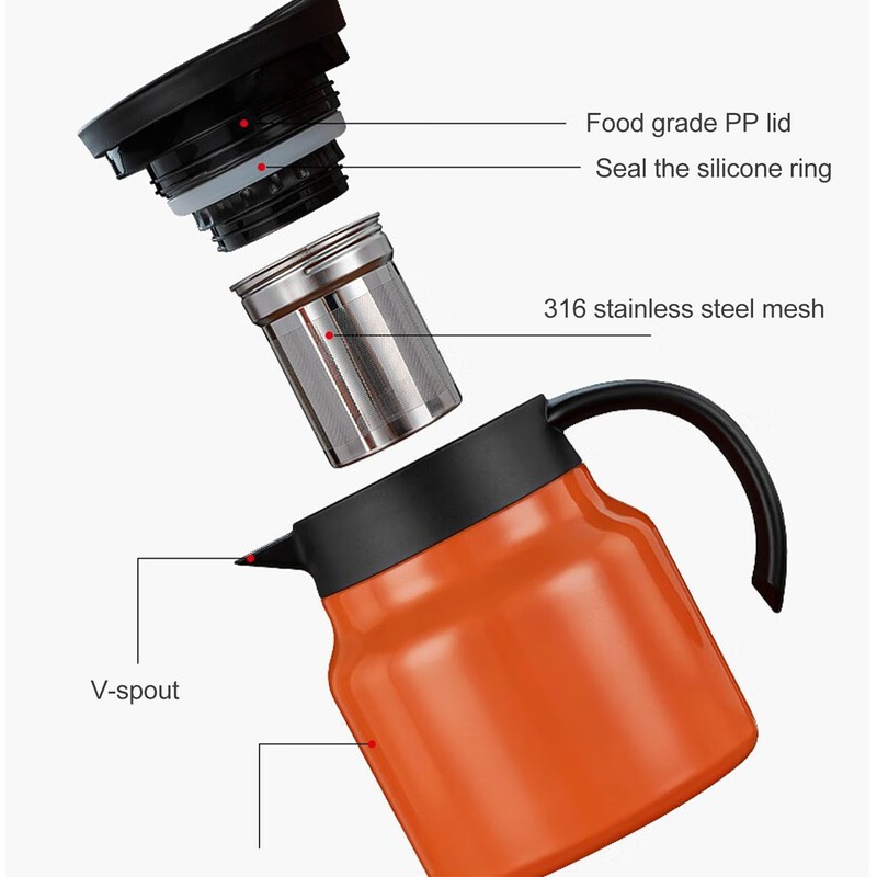 Insulated Teapot 1000ml Tea Water Separation Detachable Thermal Coffee Tea