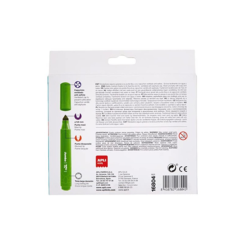 APLI Kids 16804 Jumbo Felt Tip Pens Pack of 10