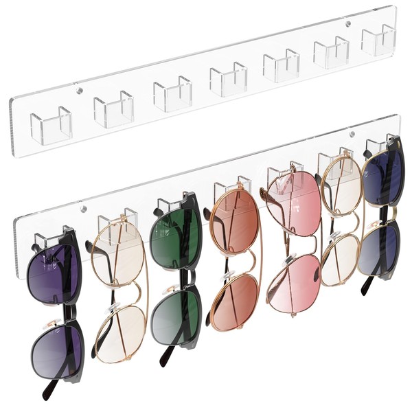 MaxGear MaxGear Sunglasses Organizer 2 Pack, Wall-Mounted Eyeglasses Holder, Clear