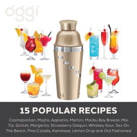 OGGI Dial A Drink Cocktail Shaker - Gold, 15 Recipes, Built in Strainer, 34 oz - The Original and Only Dial A Drink - Ideal Home Bar Drink Mixer, Bartender Kit, Essential Bar Accessories