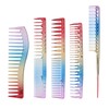 5pcs Space Aluminum Colorful Gradient Haircut Comb Salon Hairdressing Comb