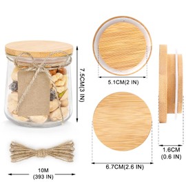 Oui Yogurt Lids Set - Bamboo & Wooden, Silicone Sealed, 12 Pack with Glass Storage Lids