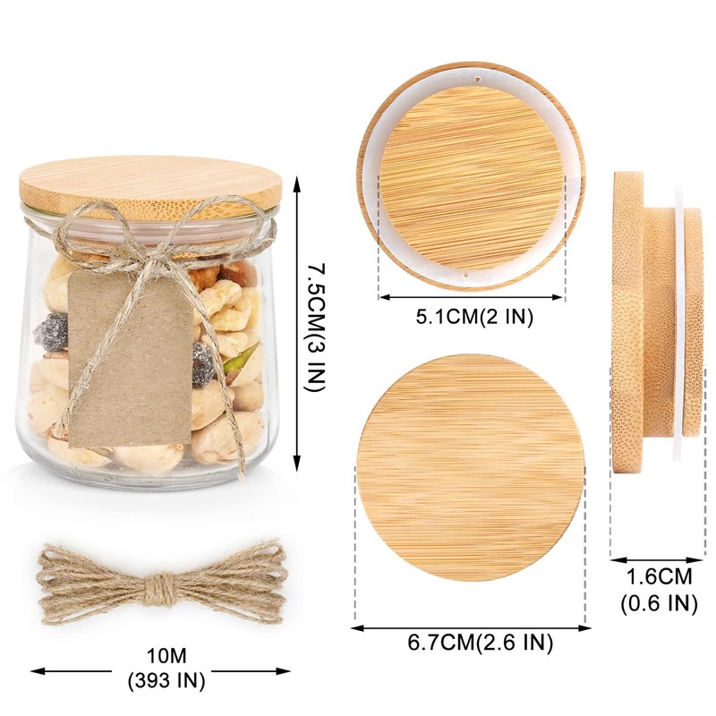 Oui Yogurt Lids Set - Bamboo & Wooden, Silicone Sealed,