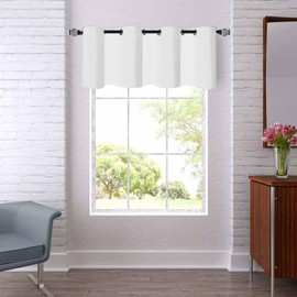 Ladity Grommet White Valance for Window Toppers Curtains for Bedroom Living Room Farmhouse Valance Only 52 X 18 Inch Long 1 Light Blocking Panel