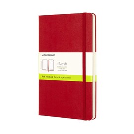 Moleskine Classic Plain Paper Notebook, Hard Cover and Elastic Closure Journal, Color Scarlet Red, Size Large 13 x 21 cm, 240 Pages