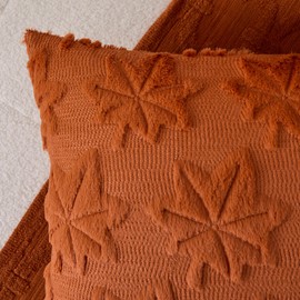 UGASA Fall Leaves Pillow Covers 18x18 Inch Set of 2 Maple Leaf Throws Pillowcases Leaves Embroidery Soft Plush Faux Wool Cushion Cases for Autumn Decor Gift Couch Sofa Chair Bedroom, Brown