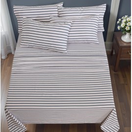 RUVANTI Flannel Sheets Full Size 6 Pcs - 100% Cotton Double Brushed Bed Sheets, Deep Pockets 16 Inches, All Seasons Breathable, Extra Soft & Comfy Full Size Sheets Set, Navy Mood