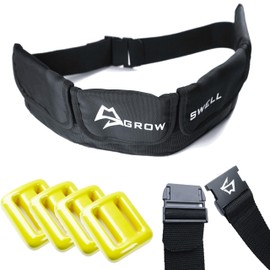 GrowSwell Scuba Weight Belt with 4 Pockets, Quick Release Buckle & Comfortable fit Diving Pocket Weight Belt with Protection from Toxic Lead Weight Exposure,Weight Pouch Belt fit for Waist 32" to 52"