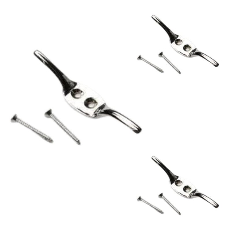 Chrome Cleat Hooks for Roman Blinds, Curtains, Washing Lines -