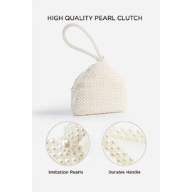 BABEYOND Pearl Clutch Purse Evening Bags for Women Elegant Triangle Purse for Wedding Bride Party Prom, Pearl, Large