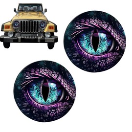 MLY 2PCS Beast Eyes Headlight Decals, 3D Stereo Beast Eye Headlight Stickers for J-eep, Cool Car Body Headlights Window Bumpers Decorative Stickers, Compatible with Wrangler and Most Cars (Purple)