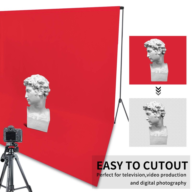 Easy-Going 5Wx7L ft Red Background Muslin Backdrop, Photo Studio, Collapsible