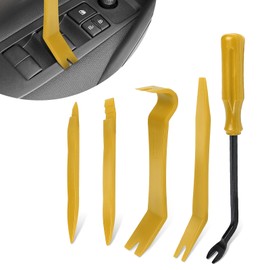 wuyaoyao 5PCS Auto Trim Removal Tool kit, No Scratch Plastic Pry Tool Set, Auto Clip Fastener Remover Pry Tool Set, Fastener Removal Interior Trim Tools for Door Dash Dashboard Panel (Yellow)