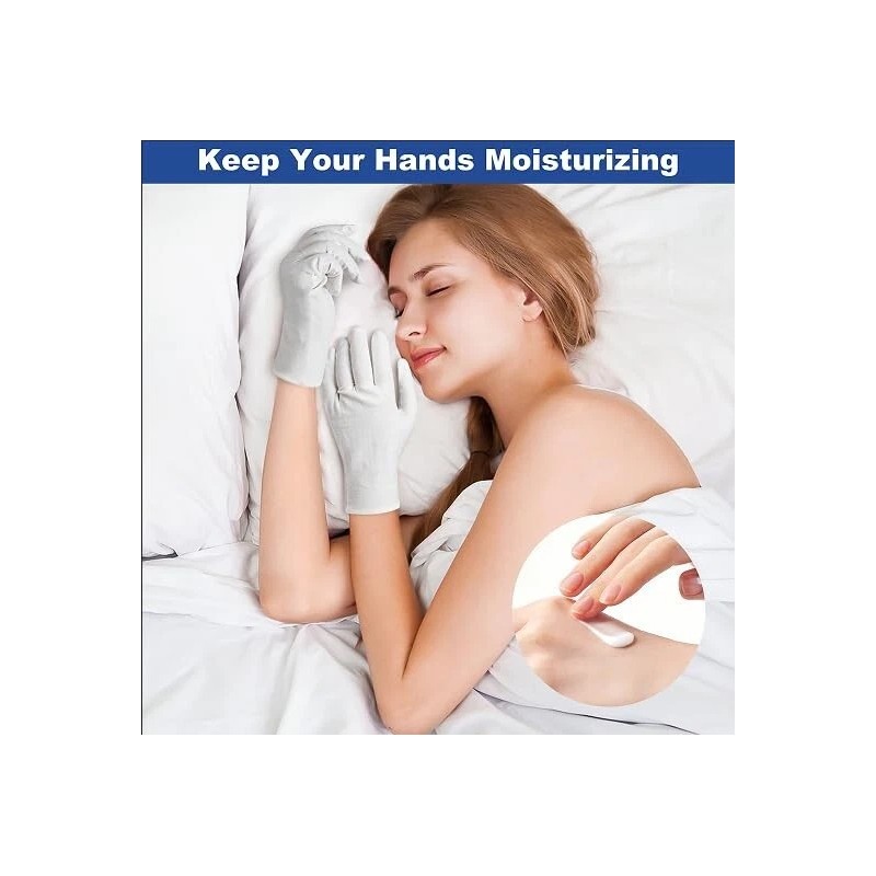 HIT 3 Pairs White Cotton Gloves For Dry Hands Sleeping