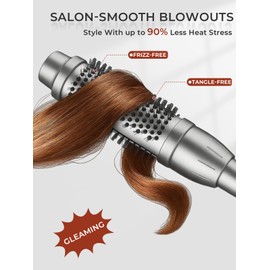 IKV Thermal Brush, 1.5 Inch Heated Round Brush, Adjustable Temp 250-430℉, Anti-Scald Bristles, Dual Voltage 110V-240V, Travel-Friendly Styling Tool